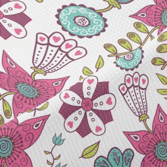 Artistic Hand Drawn Flowers Piqué