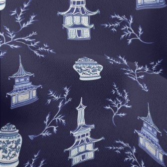 Chinese Blue And White Porcela Lightweight Performance Linen