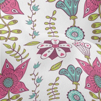 Artistic Hand Drawn Flowers Lightweight Performance Linen