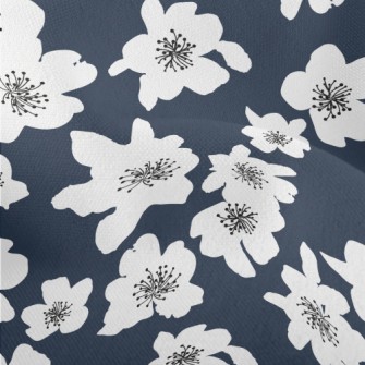 Abstract White Flowers Lightweight Performance Linen