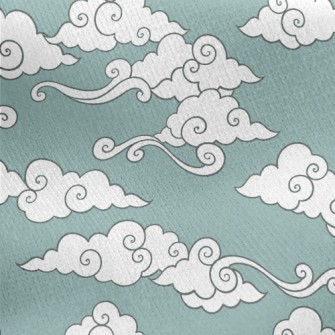 Cute Cartoon Blue Sky Jersey Backed Fleece