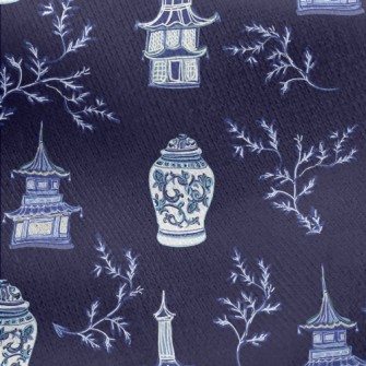 Chinese Blue And White Porcela Jersey Backed Fleece
