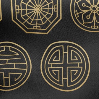 Chinese Traditional Symbols Jersey Backed Fleece