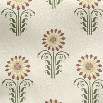 Retro Cartoon Sunflower Jersey Backed Fleece