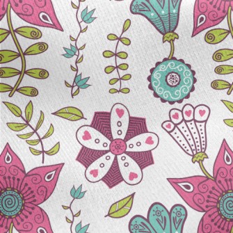 Artistic Hand Drawn Flowers Jersey Backed Fleece