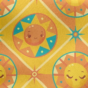 Cute Cartoon Sun Jersey Backed Fleece