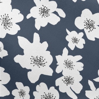 Abstract White Flowers Pongee
