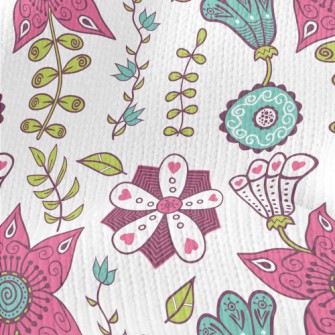 Artistic Hand Drawn Flowers Stretch Jersey