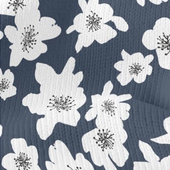 Abstract White Flowers Stretch Jersey