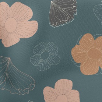 Elegant Hand Painted Flowers Lightweight Cotton Poplin