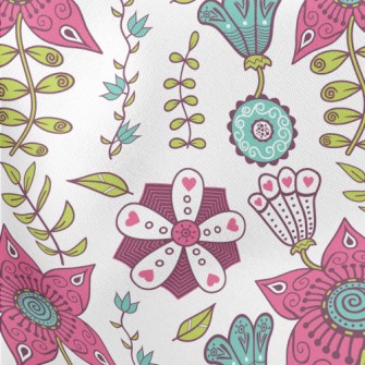 Artistic Hand Drawn Flowers Lightweight Cotton Poplin
