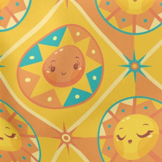 Cute Cartoon Sun Lightweight Cotton Poplin