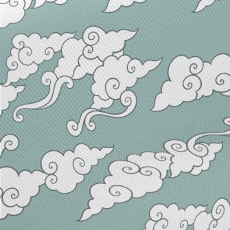 Cute Cartoon Blue Sky Midweight Cotton Poplin