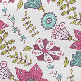 Artistic Hand Drawn Flowers Midweight Cotton Poplin