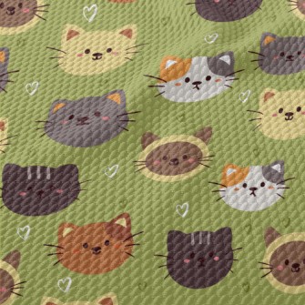 Round And Cute Cats Birdseye Piqué