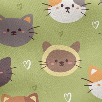 Round And Cute Cats Jersey Backed Fleece