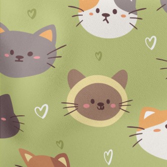 Round And Cute Cats Lightweight Cotton Poplin