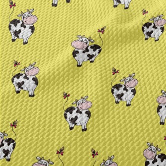 American Cartoon Cow Birdseye Piqué