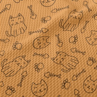 Simple Lines Cute Cat Birdseye Piqué