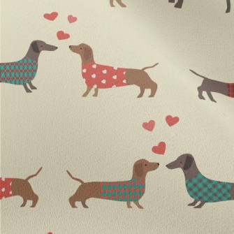 Dachshund Wearing Plaid Coat Chiffon