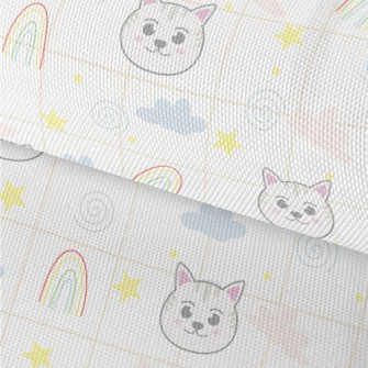 Big-eyed Cat And Rainbow Waterproof Oxford