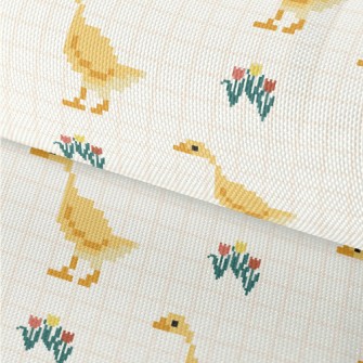 Pixel Cute Duck And Flowers Waterproof Oxford