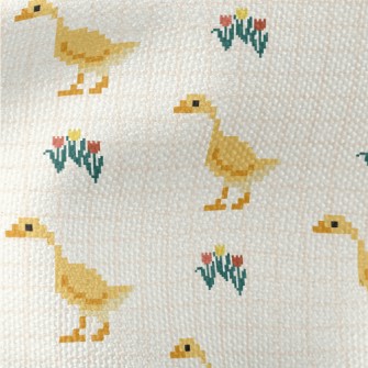 Pixel Cute Duck And Flowers Waterproof Canvas