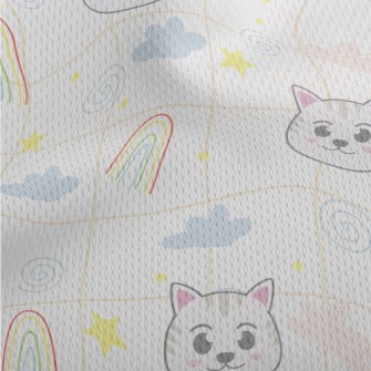 Big-eyed Cat And Rainbow Athletic Mesh Flat Back