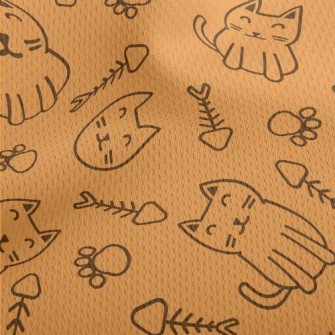 Simple Lines Cute Cat Athletic Mesh Flat Back