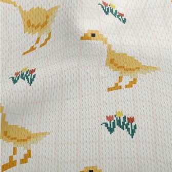 Pixel Cute Duck And Flowers Athletic Mesh Flat Back