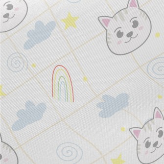 Big-eyed Cat And Rainbow Twill