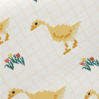 Pixel Cute Duck And Flowers Twill