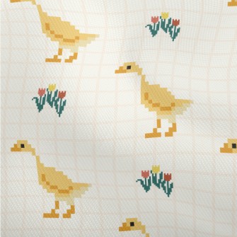 Pixel Cute Duck And Flowers Dobby