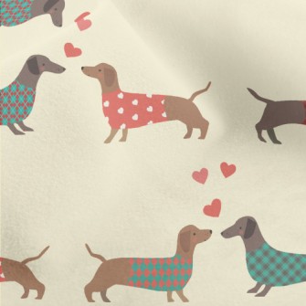 Dachshund Wearing Plaid Coat Micro Fleece