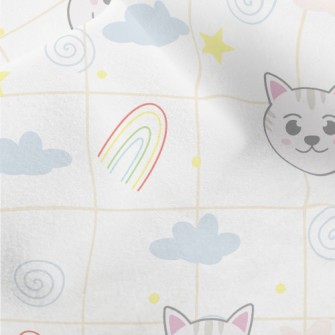 Big-eyed Cat And Rainbow Micro Fleece