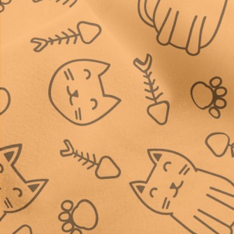 Simple Lines Cute Cat Micro Fleece