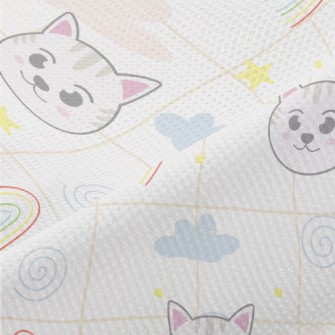 Big-eyed Cat And Rainbow Piqué