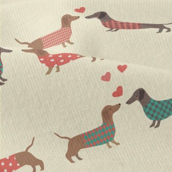 Dachshund Wearing Plaid Coat Modern Jersey