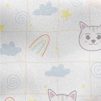 Big-eyed Cat And Rainbow Jersey Backed Fleece