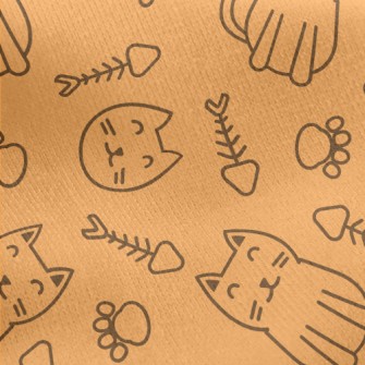 Simple Lines Cute Cat Jersey Backed Fleece