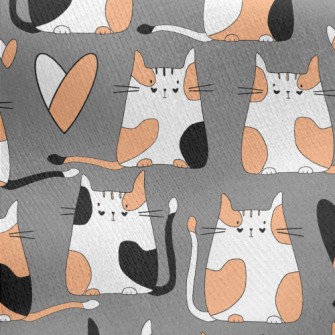 Colored Cat And Love Jersey Backed Fleece