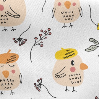 Bird Wearing A Beret Jersey Backed Fleece