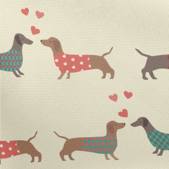 Dachshund Wearing Plaid Coat Pongee