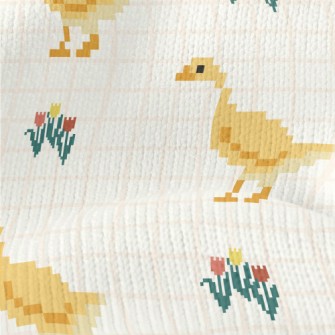 Pixel Cute Duck And Flowers Stretch Jersey