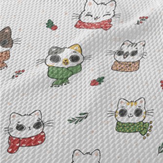 Cat Wearing Scarf In Cold Weat Birdseye Piqué