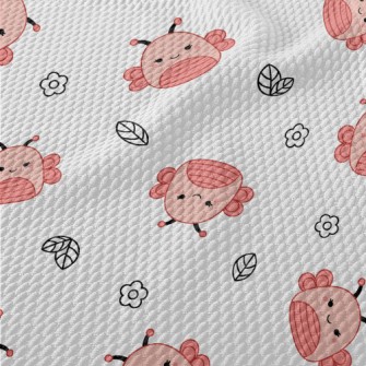 Pink Cute Butterfly Birdseye Piqué