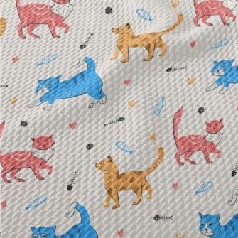 Colorful American Style Cat Birdseye Piqué