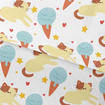 Lazy Cat And Ice Cream Waterproof Oxford