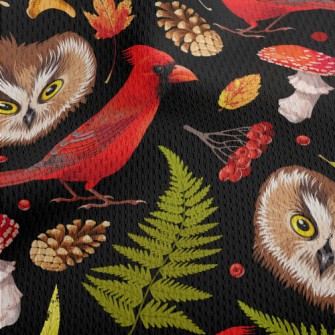 Realistic Hand Drawn Owl And C Athletic Mesh Flat Back