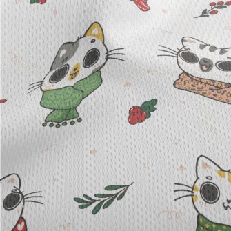 Cat Wearing Scarf In Cold Weat Athletic Mesh Flat Back